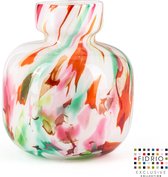 Design vaas Olympia Large - Fidrio MIXED COLOURS - glas, mondgeblazen bloemenvaas - hoogte 25 cm