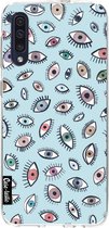 Casetastic Samsung Galaxy A50 (2019) Hoesje - Softcover Hoesje met Design - Eyes Blue Print