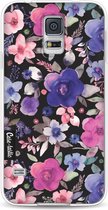 Casetastic Samsung Galaxy S5 / Galaxy S5 Plus / Galaxy S5 Neo Hoesje - Softcover Hoesje met Design - Flowers Blue Purple Print