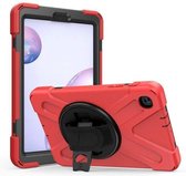 Samsung Galaxy Tab A 8.4 (2020) Cover - Hand Strap Armor Case Met Pencil Houder - Rood
