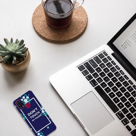 Housse en Cuir Etui de Protection pour Samsung Galaxy M31 Coque Téléphone Fleurs Bleues Dtmp