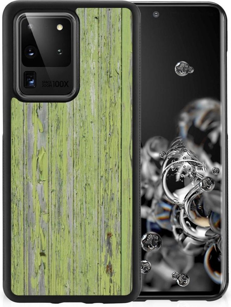 Back Cover voor Samsung Galaxy S20 Ultra Grip Case Green Wood