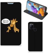 GSM Hoesje Geschikt voor Samsung Galaxy A21s Wallet Case Giraffe