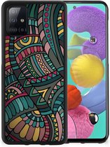 Hoesje Bumper Geschikt voor Samsung Galaxy A51 Telefoon Hoesje met Zwarte rand Aztec