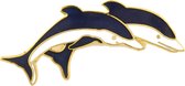 Behave® Sjaalclip dolfijnen blauw wit emaille 5 cm