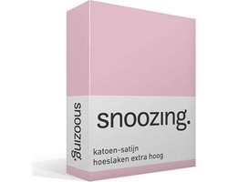 Snoozing - Katoen-satijn - Hoeslaken - Extra Hoog - Tweepersoons - 120x220 cm - Roze