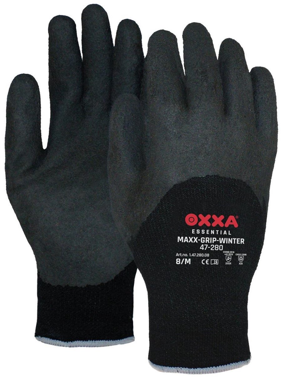 M-Safe Maxx-Grip Winter 47-280 handschoen L/9 M-Safe - Zwart - latex - Gebreid manchet - EN 388:2016