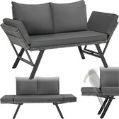 Bol.com tectake® 2-in-1 Wicker Tuinbank Sintra - Verstelbare Leuningen - Tuinset - Ligbed - Balkon Loungebank - Incl. Kussens - ... aanbieding