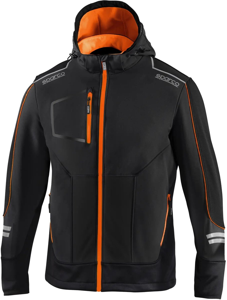 Sparco Tech York Softshell Jas - Zwart — Oranje — XXXL