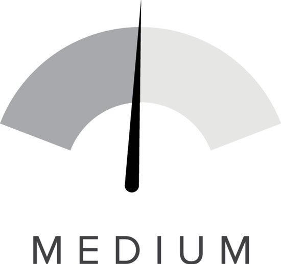 Un demi-cercle avec deux nuances de gris et le texte 'MEDIUM'.