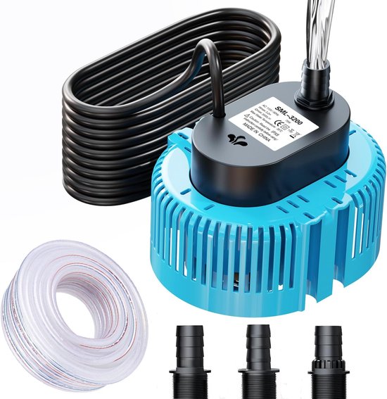 Pompe à eau sale 75W - Pompe submersible pour drainage avec tuyau de 5 m et cordon d'alimentation de 7,5 m, Max. Tête 3,2 m