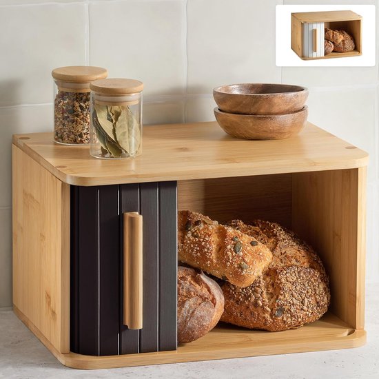 Houten Broodtrommel Met Roldeur - Beukenhout Brooddoos In Verschillende Maten