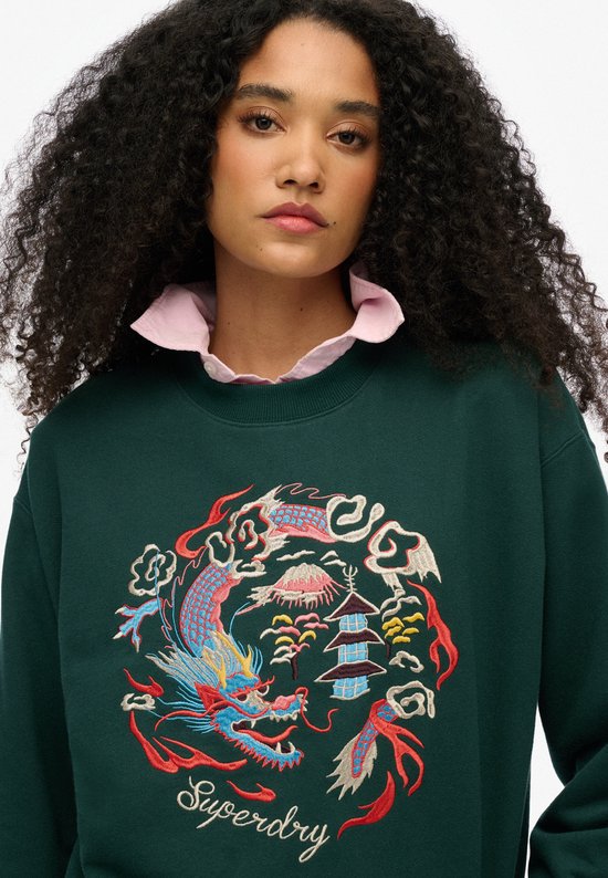 Superdry - Sweat-shirt ample à col ras du cou Suika avec broderie - Femme - Chandails