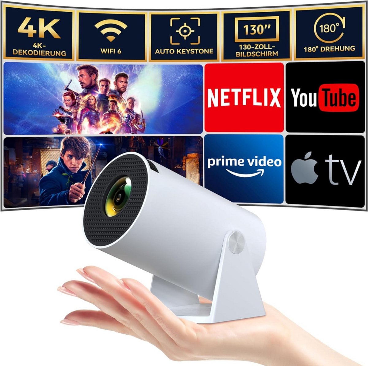 Mini beamer - Projector - Beamerscherm - Projectiescherm - Outdoor & Indoor Projector -