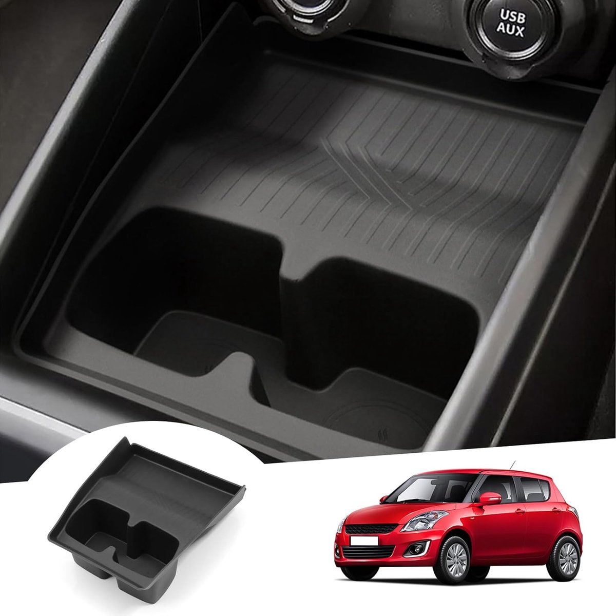 Bekerhouder voor auto - antislip en organizer - 1 stuk - zwart - TPE-rubber