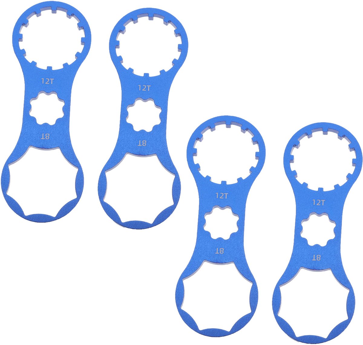 4-delige fiets voorvork dopsleutel - Aluminium fiets voorvork dopsleutel - Essentiële fiets accessoires voor het onderhoud van de verende voorvork van een mountainbike - Geschikt voor Santuo XCM/XCR/XCT/RST - Blauw