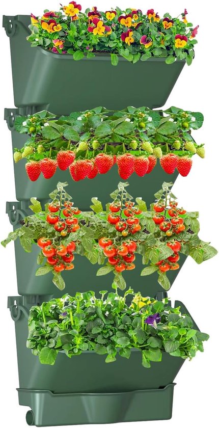 Verticale Tuinplanter, Wandplanter voor Buitenplanten Wall Planter voor Binnenplanten Bloempotten Hangende Plantenbakken voor Tuinbalkonwerven Home Decor, 22.4x9.4in (WHITE