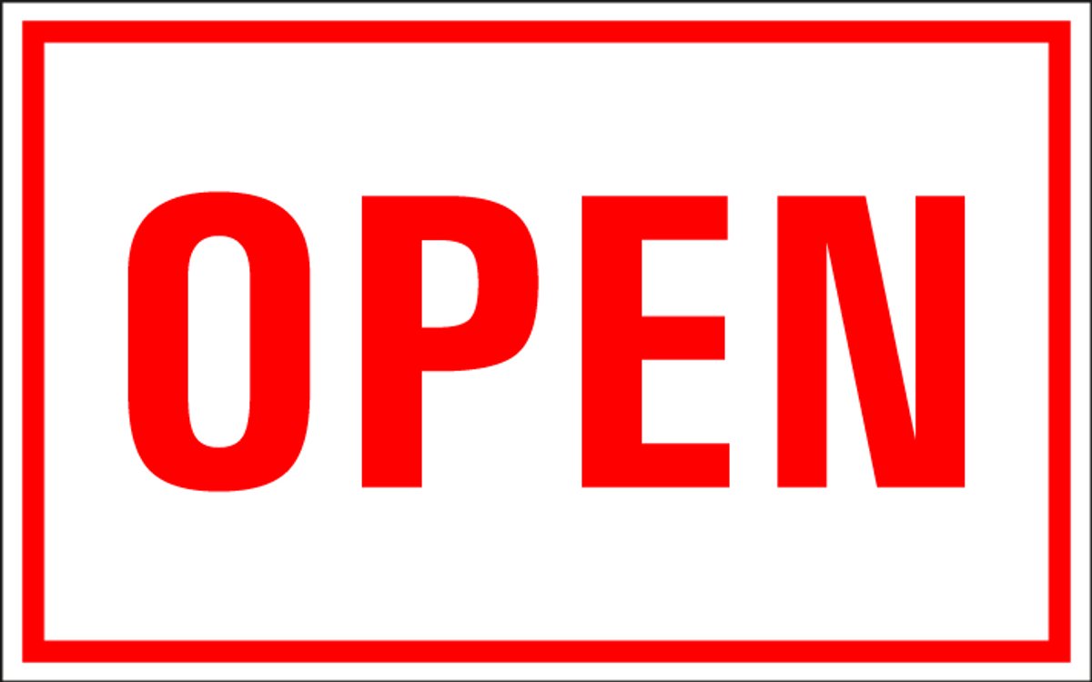 Open tekststicker 320 x 200 mm