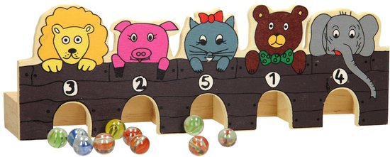 Playwood houten knikkerspel wilde dieren met knikkers speelgoed.