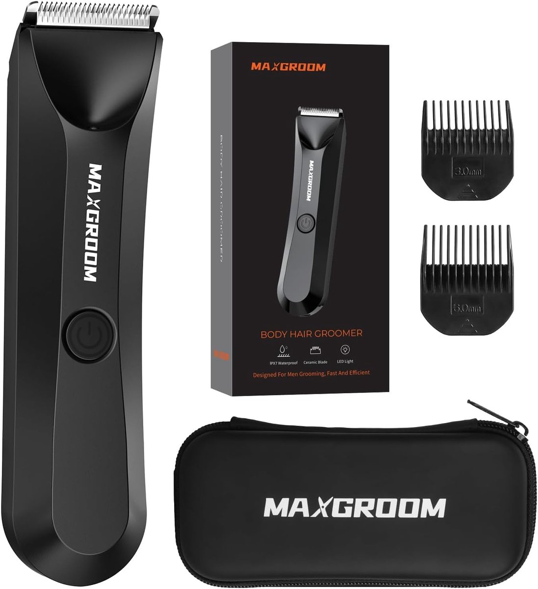 Intieme tondeuse voor heren - Waterdichte lichaamshaartrimmer met USB-C en LED-verlichting