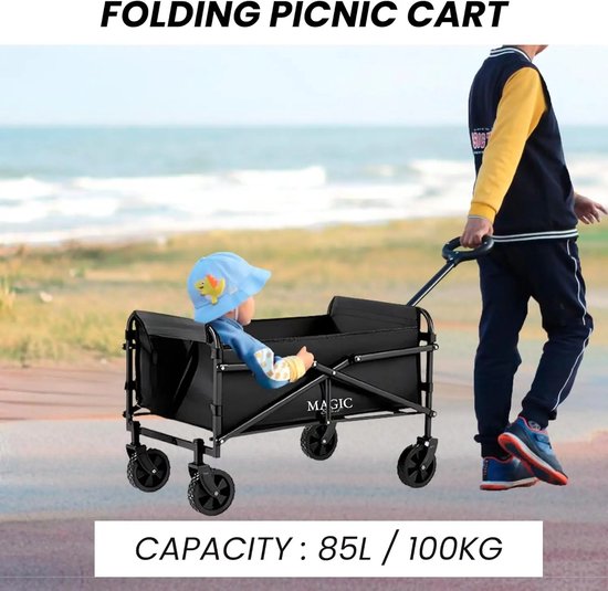 Rumi Outdoor Bolderkar - Opvouwbaar bolderkar - Max laadvermogen 80 KG bolderkar - zwart bolderkar van Rumi Outdoor — afbeelding 5