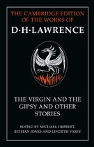 Boekcover met de titel 'The Cambridge Edition of the Works of D.H. Lawrence: The Virgin and the Gipsy and Other Stories'. Zwart met witte tekst en een afbeelding van een feniks.