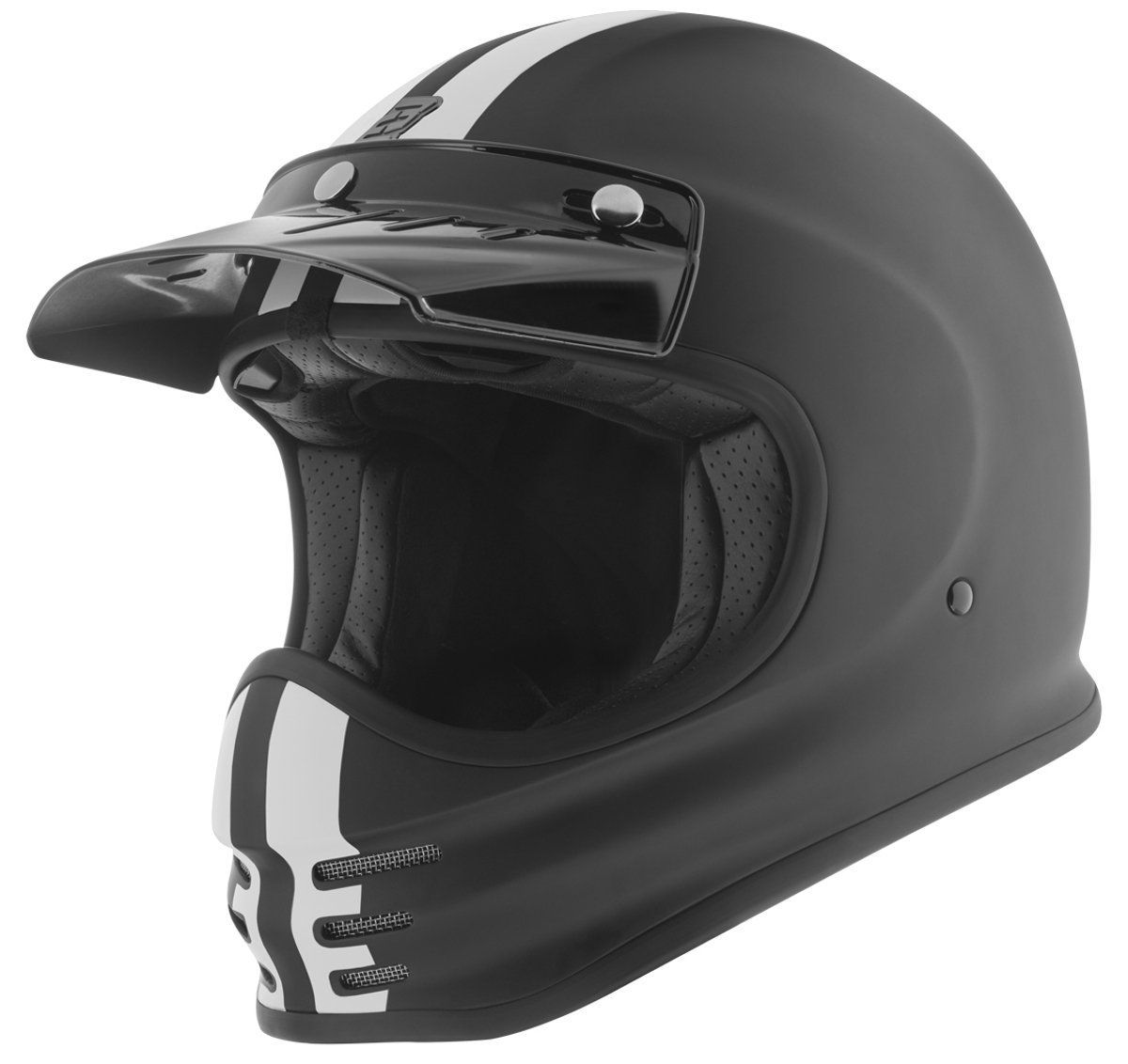 Bogotto V381 Schergo Fiberglass Mat Zwart Wit Motorhelm - Maat XL - Helm