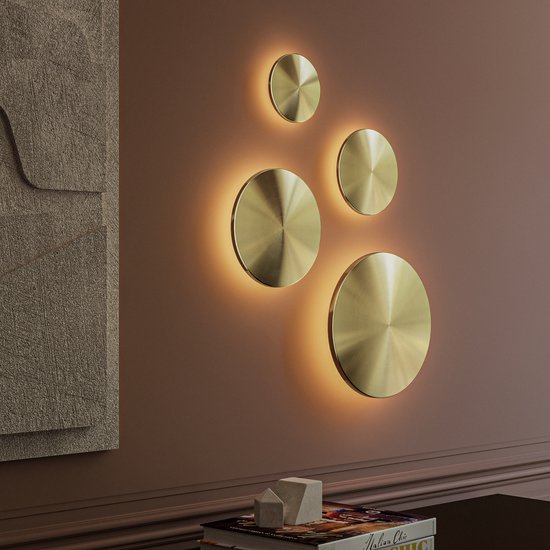 Casper S LED Wandlamp Goud - 2700K warm wit - 8 Watt - Rond - Muurlamp voor binnen en buiten