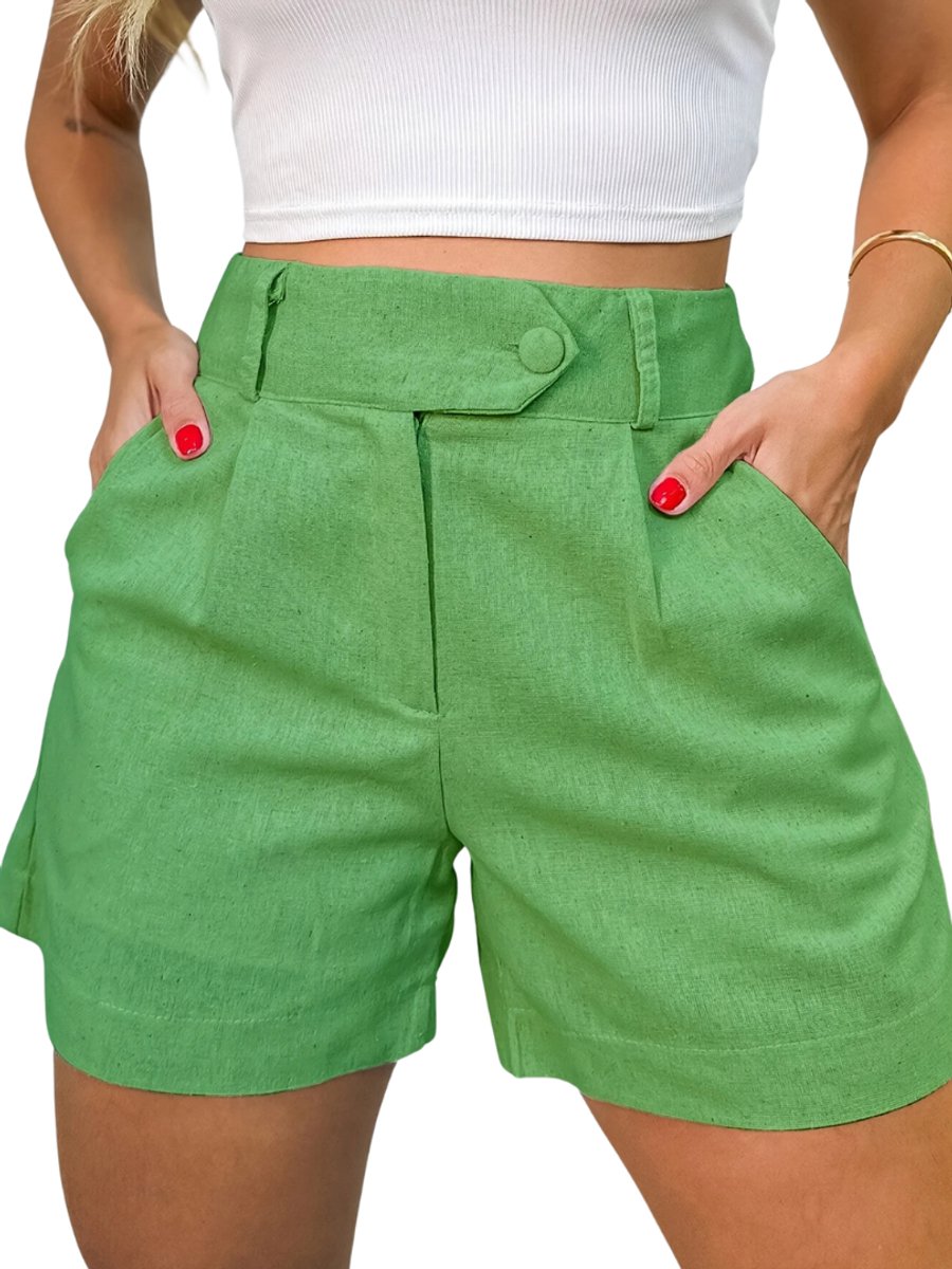 Bovista Korte Broek Dames Spijkerbroek met Zakken Volwassenen Jongens Shorts Lichtgroen