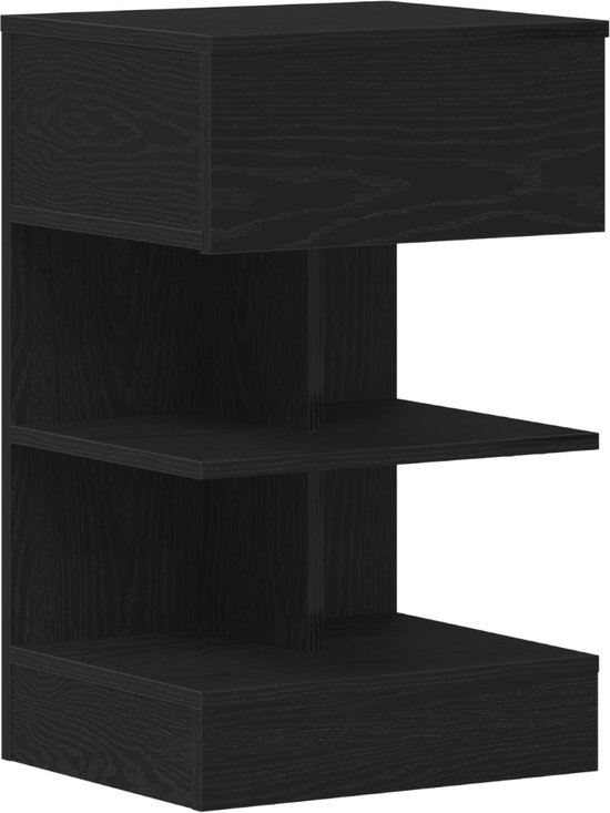 vidaXL Nachtkastje met lade Zwart eiken 40 x 35 x 47,5 cm Bewerkt hout