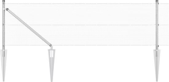 vidaXL - Gelaste - Draadhek - met - 10 - U-Posts - Zilver - 1.2x10 - m