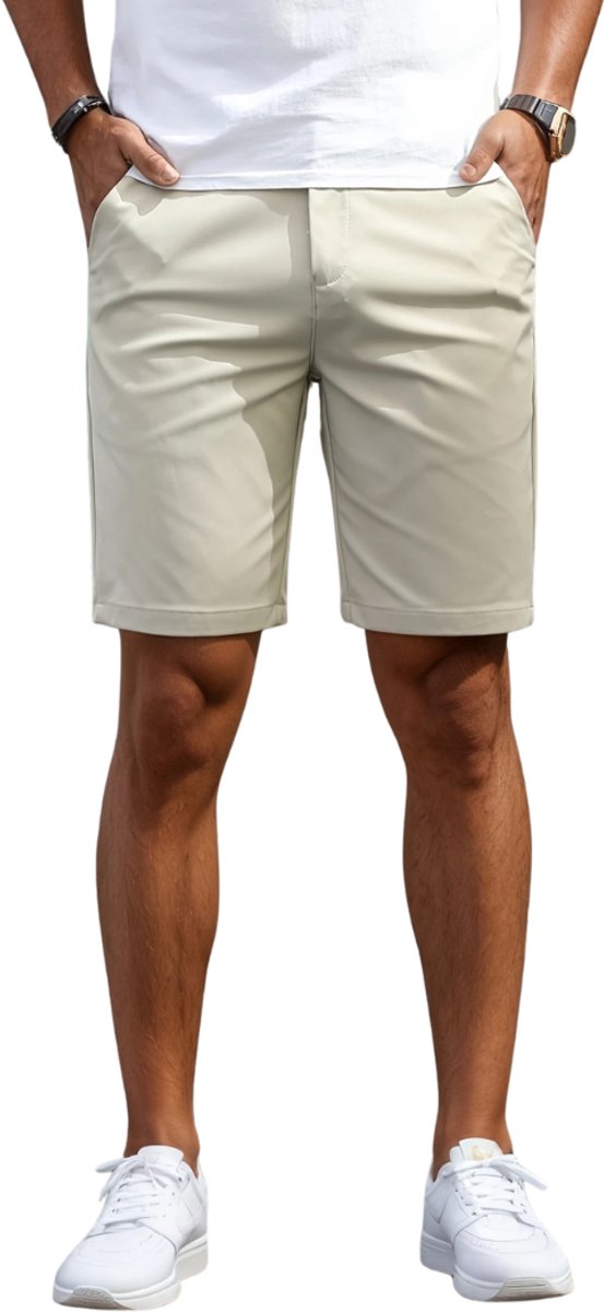 Nivard Korte Broek Heren Golfbroek Spijkerbroek met Zakken Volwassenen Jongens Shorts Beige
