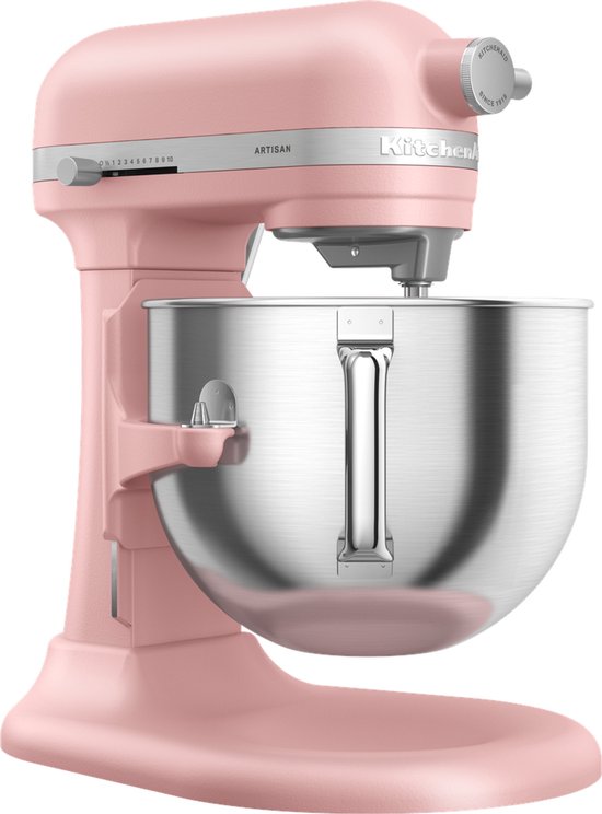 KitchenAid Artisan Standmixer met in Hoogte Verstelbare Kom - Krachtig, stil, 11 snelheden, roestvrijstalen accessoires en capaciteit van 6,6L - Dried Rose van KitchenAid — afbeelding 4