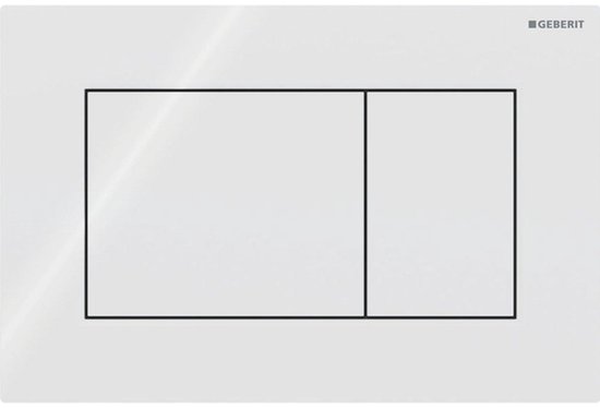 Alpien witte Geberit Sigma01 bedieningsplaat met twee vierkante knoppen.