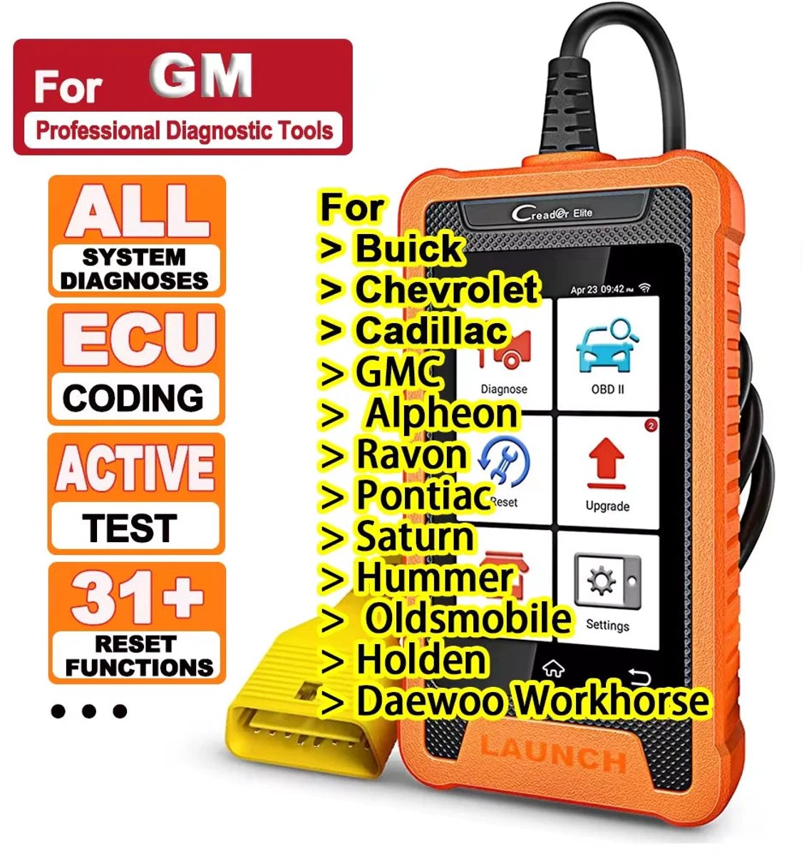 OBD Scanner - OBD2 - Auto Scanner - Auto uitlezen - Diagnose Apparatuur voor Auto's - Autoscanner - Autodiagnosetool - Actieve Test - ECU-Codering - Slimme Diagnose - 30+ Resetservices - OE-Niveau Diagnose - voor GM