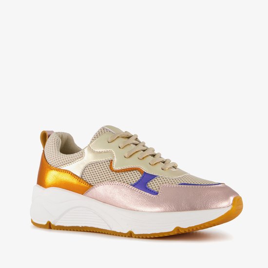 Baskets Hush Puppies en cuir métallisé pour femme - Rose - Semelle amovible - Pointure 37