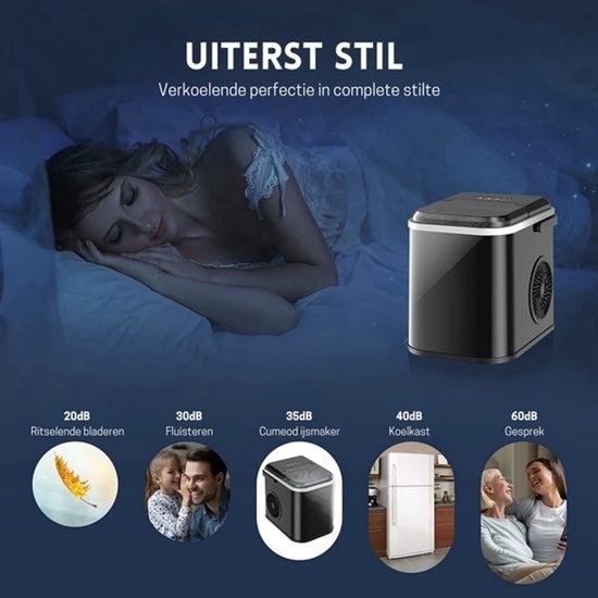 Intelectro Ijsblokjesmaker - Maak in Slechts 6 Minuten Perfecte Bolvormige IJsblokjes - Energiezuinig - LED Display - Infraroodsensor - Zelfreiniging - Inclusief Ijsschep - Zwart - Levering Sneller dan Aangegeven! van Merkloos — afbeelding 4