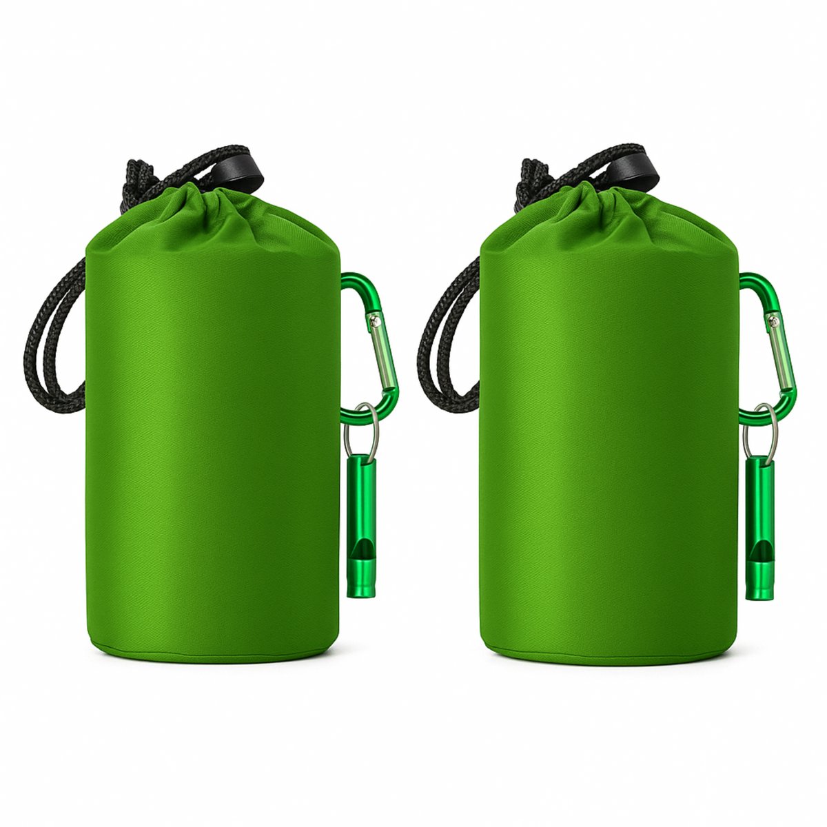 Cover van JustValue Noodslaapzak Set - 2 Stuk - Nooddeken - 210 x 90 CM - Noodpakket - Isolatiedeken - Noodfluitje - Survival Slaapzak - Groen