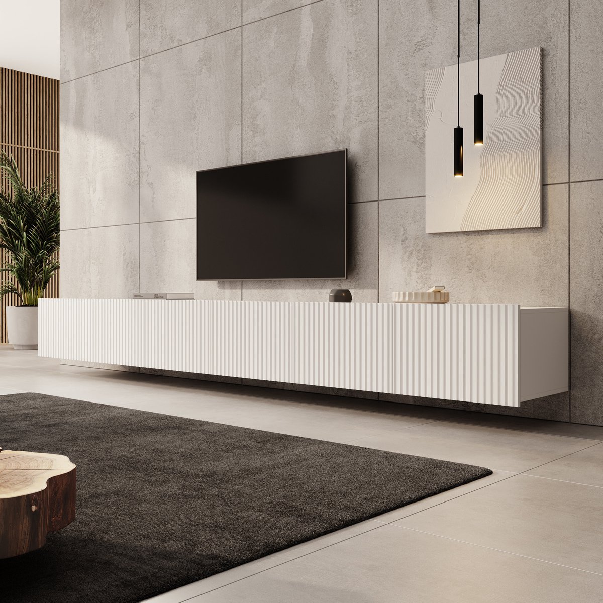 MEUBELLA TV-Meubel Kenderes - Wit - 300 cm