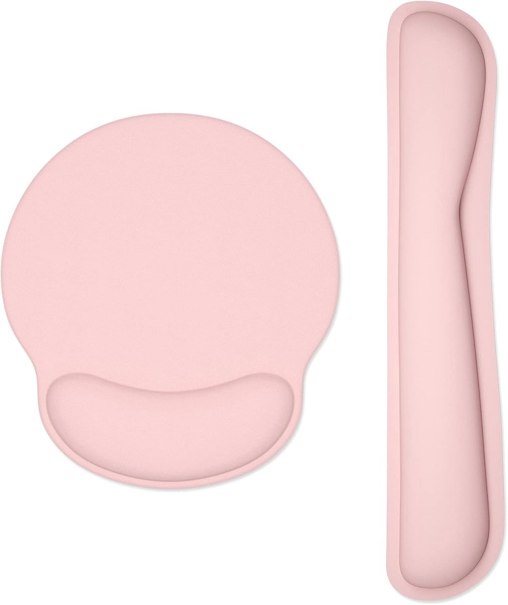 Ibenzoa® Lichtroze Ergonomische Polssteun voor Toetsenbord en Muiskamer - Geheugenschuim Ondersteuning