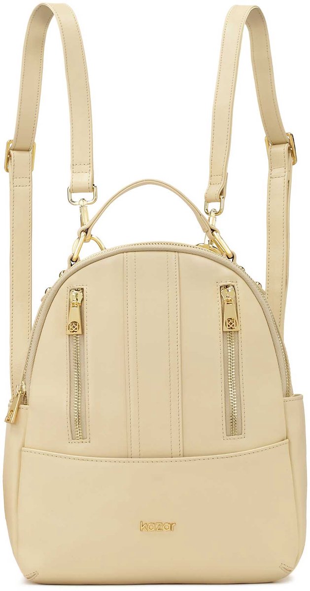 Leather backpack with numerous pockets
