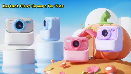 WANGCL 2,4 inch instant camera voor kinderen, instant fotocamera met printpapier met 32G SD-kaart 1080P HD kindercamera speelgoed dubbele lens selfiecamera (blauw