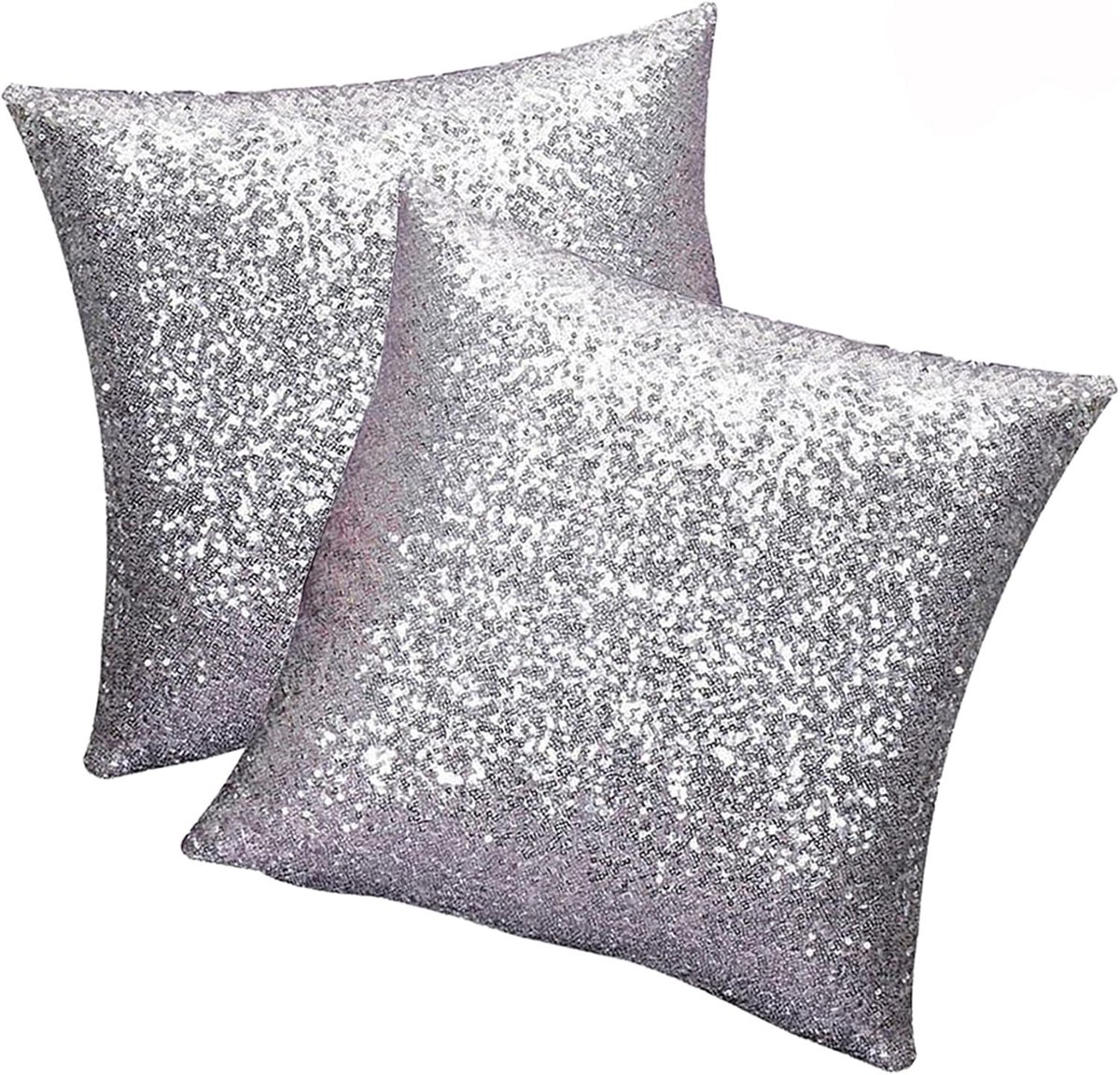 Ibenzoa Zilvergrijze Pailletten Kussenhoezen - Set van 2, 40x40 cm, Luxe Textiel grijs
