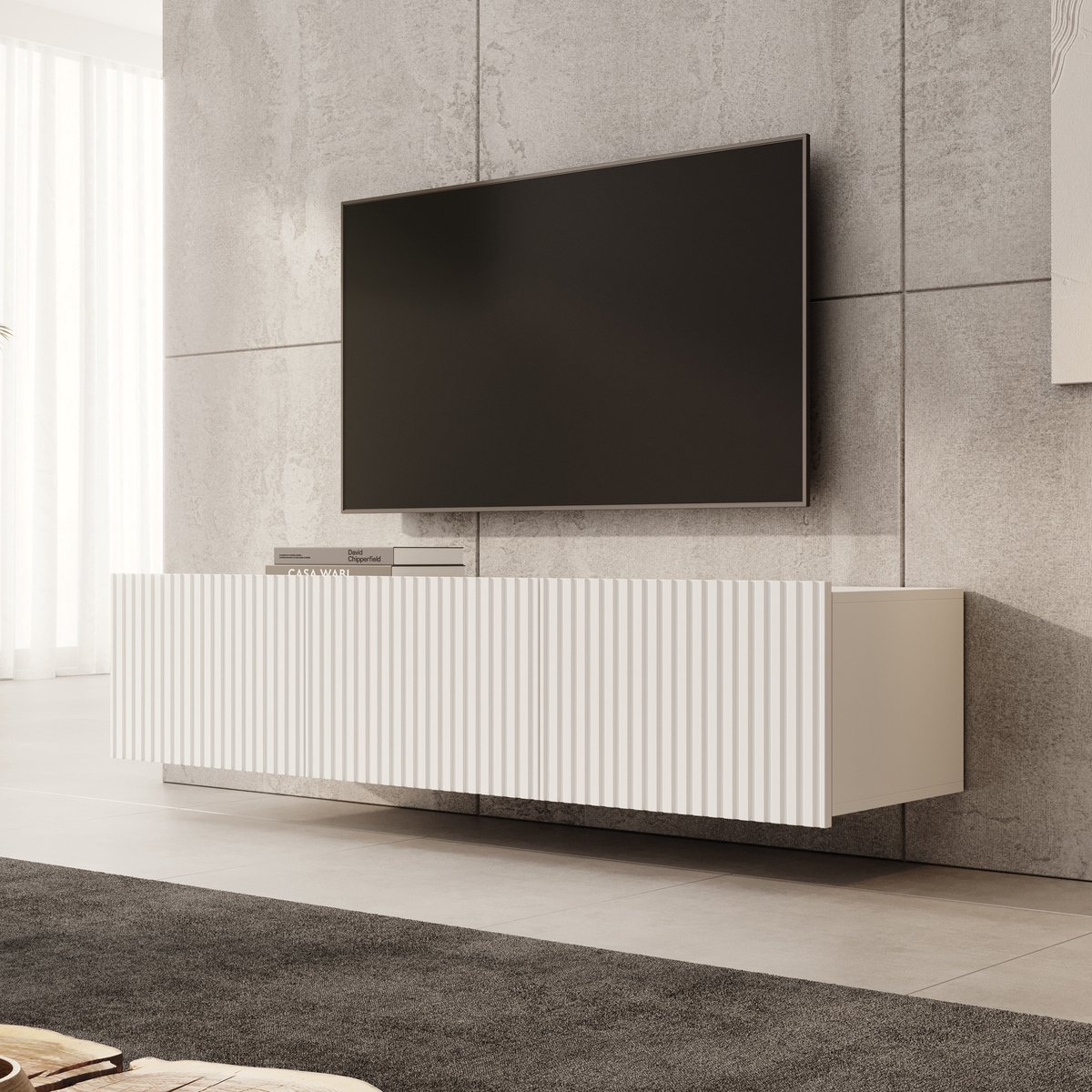 Meubella - TV-Meubel Kenderes - Wit - 150 cm