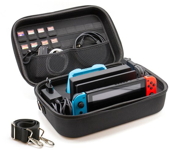 George Napoli Étui adapté pour Nintendo Switch - XL - Avec compartiment de rangement pour 18 jeux - Étui adapté pour Nintendo Switch - Accessoires de vêtements pour bébé adaptés pour Nintendo Switch - Zwart