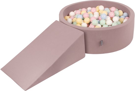KiddyMoon Speeltuin PPZP-OK30D-112 met ballen heide: pastelblauw-pastelgeel-wit-mint-roze zwembad 100, Speeltuin