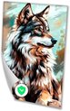 Wolf, Digital Art, Bruin, wit, zwart, blauw, oranje