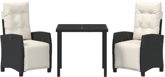 vidaXL - Ensemble de jardin 7 pièces - en - noir - poly - rotin