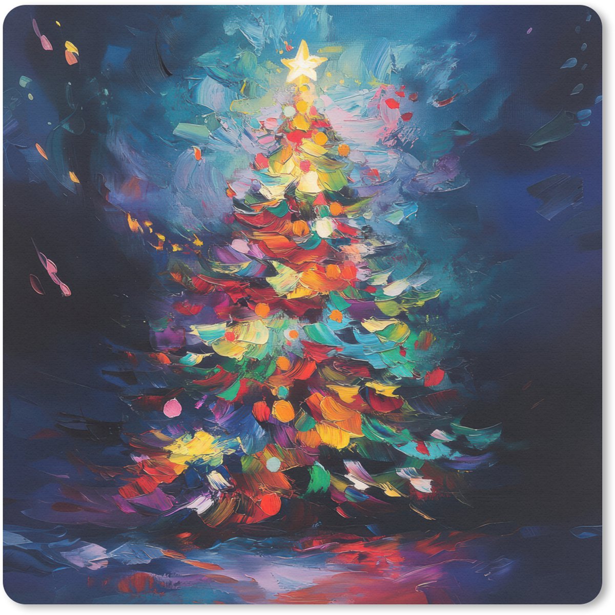 Muismat 30x30 cm - Mousepad Kerstboom - Kerst - Abstract - Kleurrijk - Muismatten