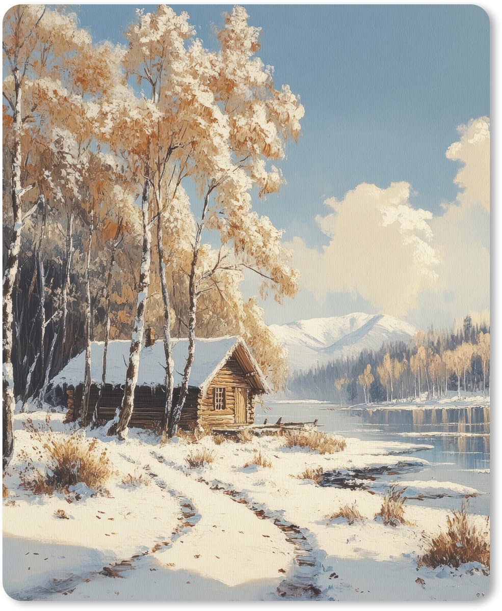 Muismat 19x23 cm - Mousepad Winter - Sneeuw - Huis - Natuur - Muismatten